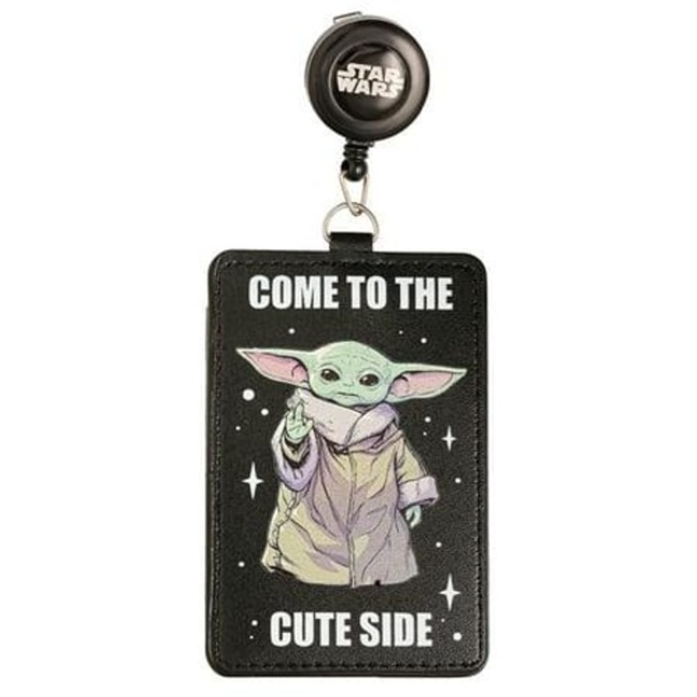 Disney Badge Reel Unisex OS Black Star Wars The Child Grogu Faux Leather